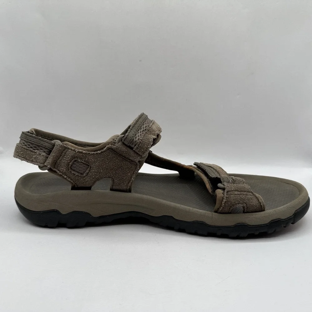 Teva Hudson Sandals Mens Sz 13 Suede Leather Green Gray 3 Adj  Straps Hiking‎